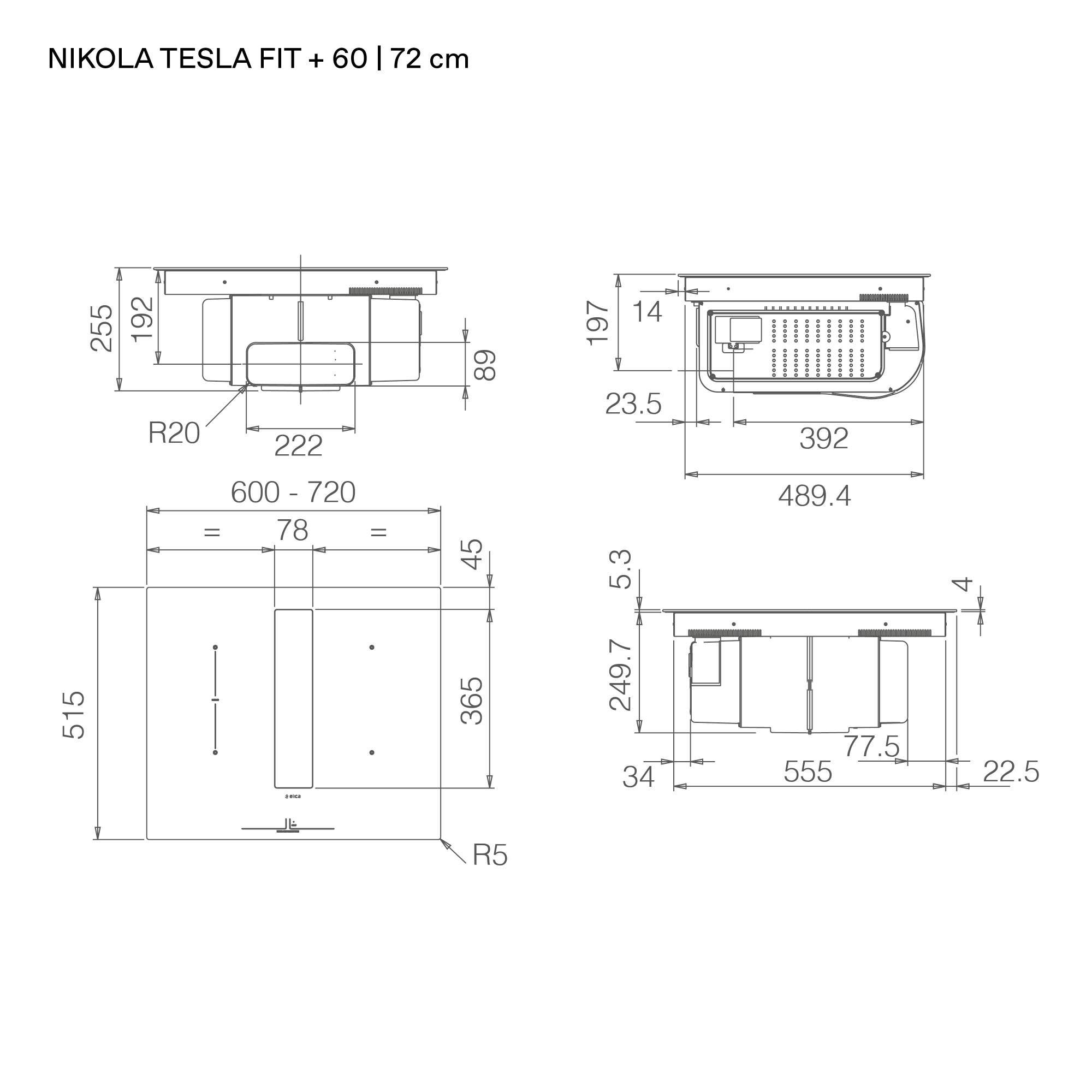 Варочная панель индукционная с вытяжкой Elica NIKOLATESLA FIT+ BL/F/72 (PRF0183682), черный в TehnoAdept