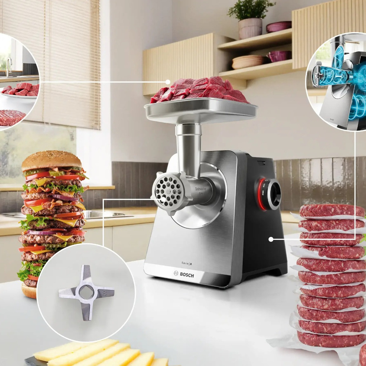 Мясорубка электрическая Bosch MFWS840M, черный в TehnoAdept