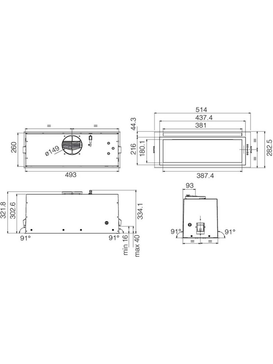 Вытяжка встраиваемая Elica Lane SENSOR @ BL MAT/A/52 (PRF0188472A), черный в TehnoAdept