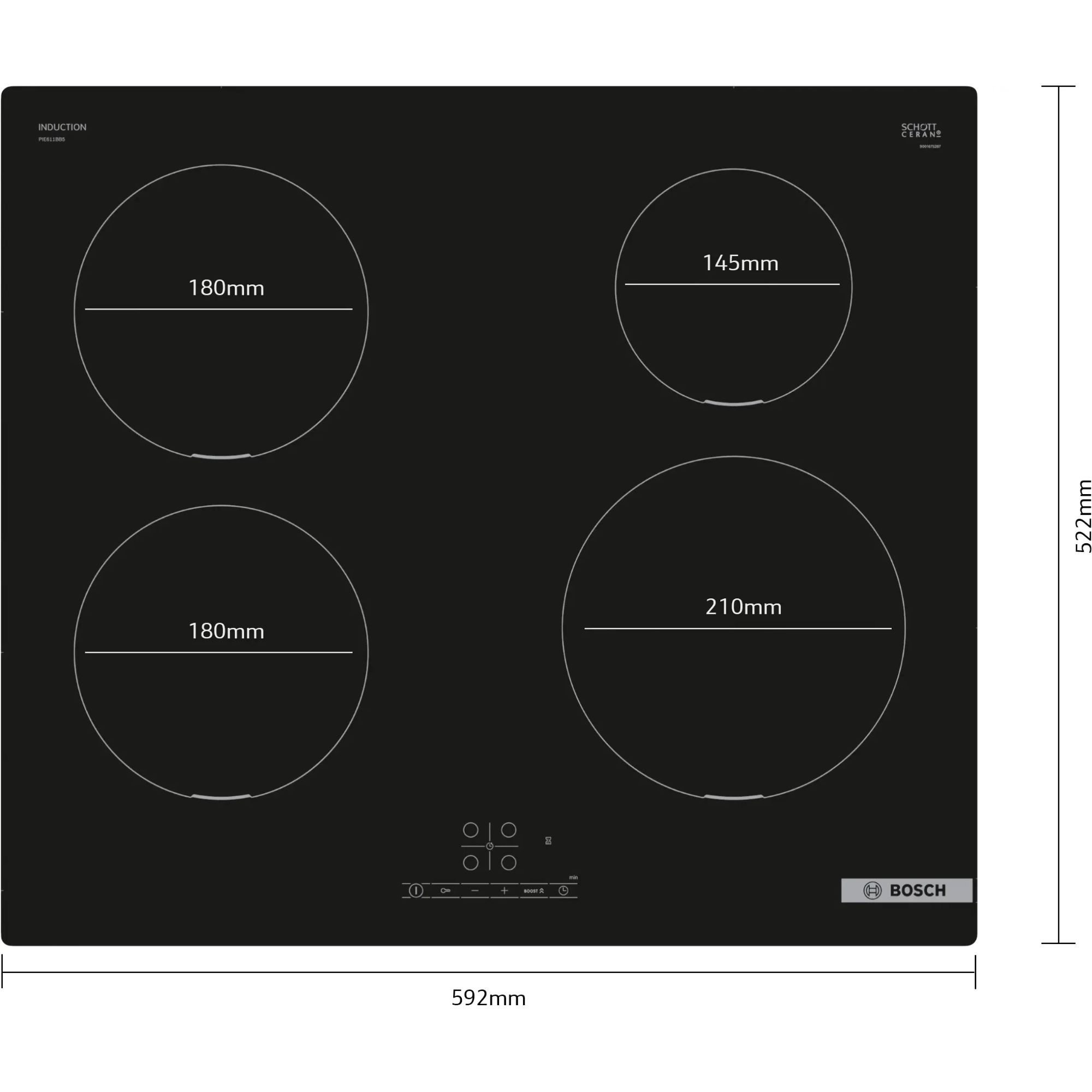 Варочная панель индукционная Bosch PIE611BB5E, черный в TehnoAdept