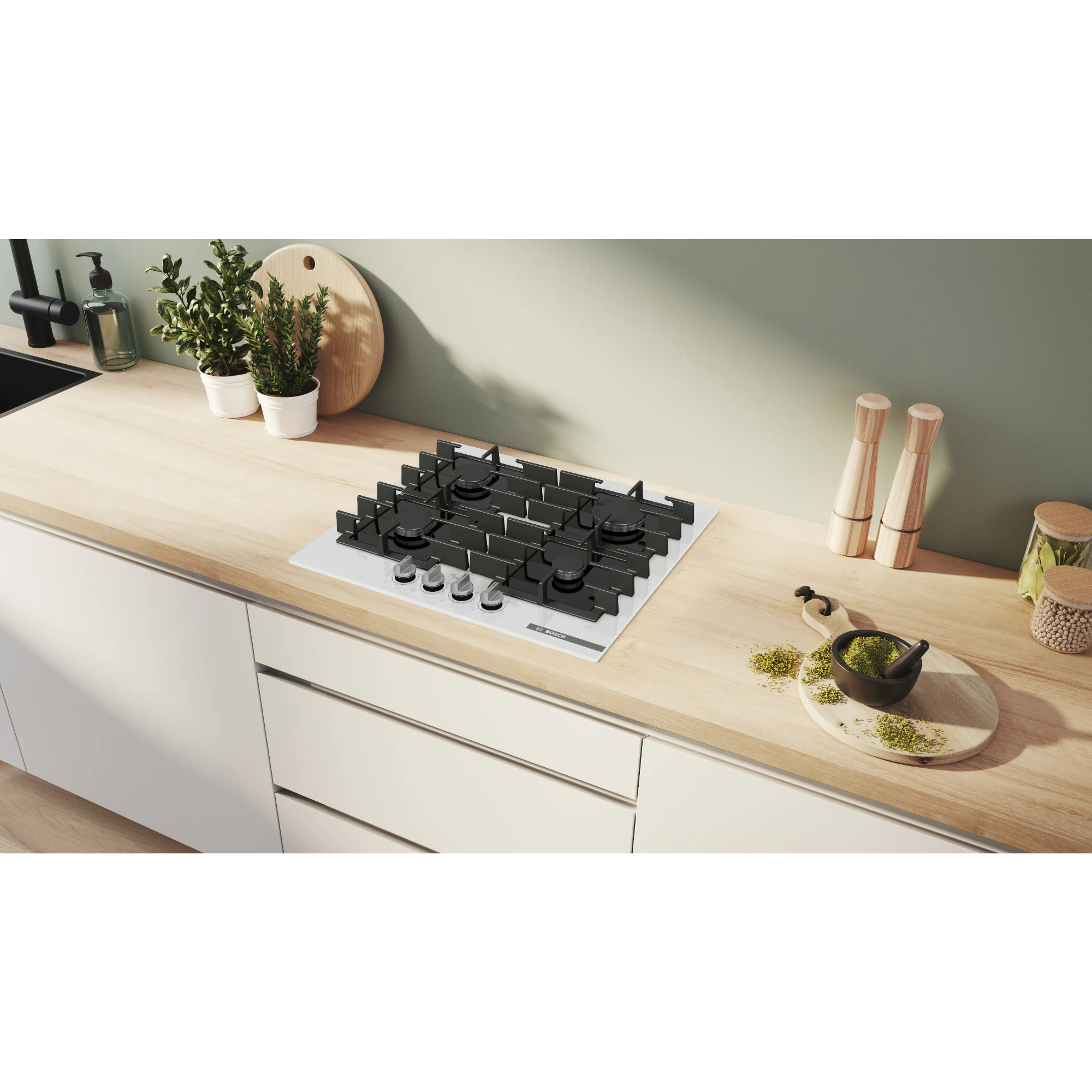 Варочная панель газовая Bosch PPP6A2I40, белый в TehnoAdept