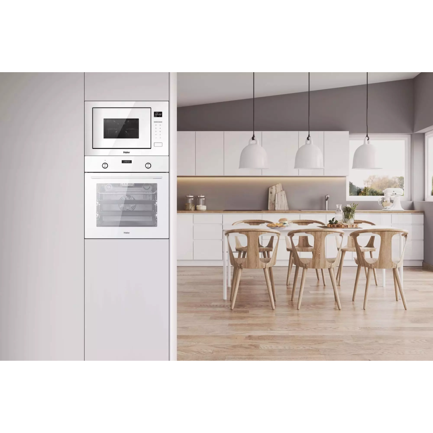 Микроволновая печь встраиваемая Haier HMX-BTG259W, белый в TehnoAdept