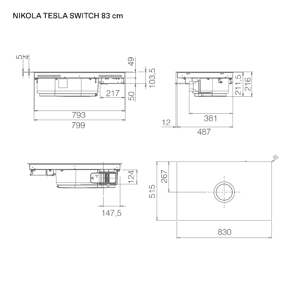 Варочная панель индукционная с вытяжкой Elica NIKOLATESLA SWITCH EVO WH/A/83 (PRF0196330), белый в TehnoAdept