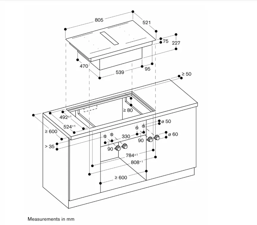Варочная панель индукционная с вытяжкой Gaggenau CV482105, черный в TehnoAdept