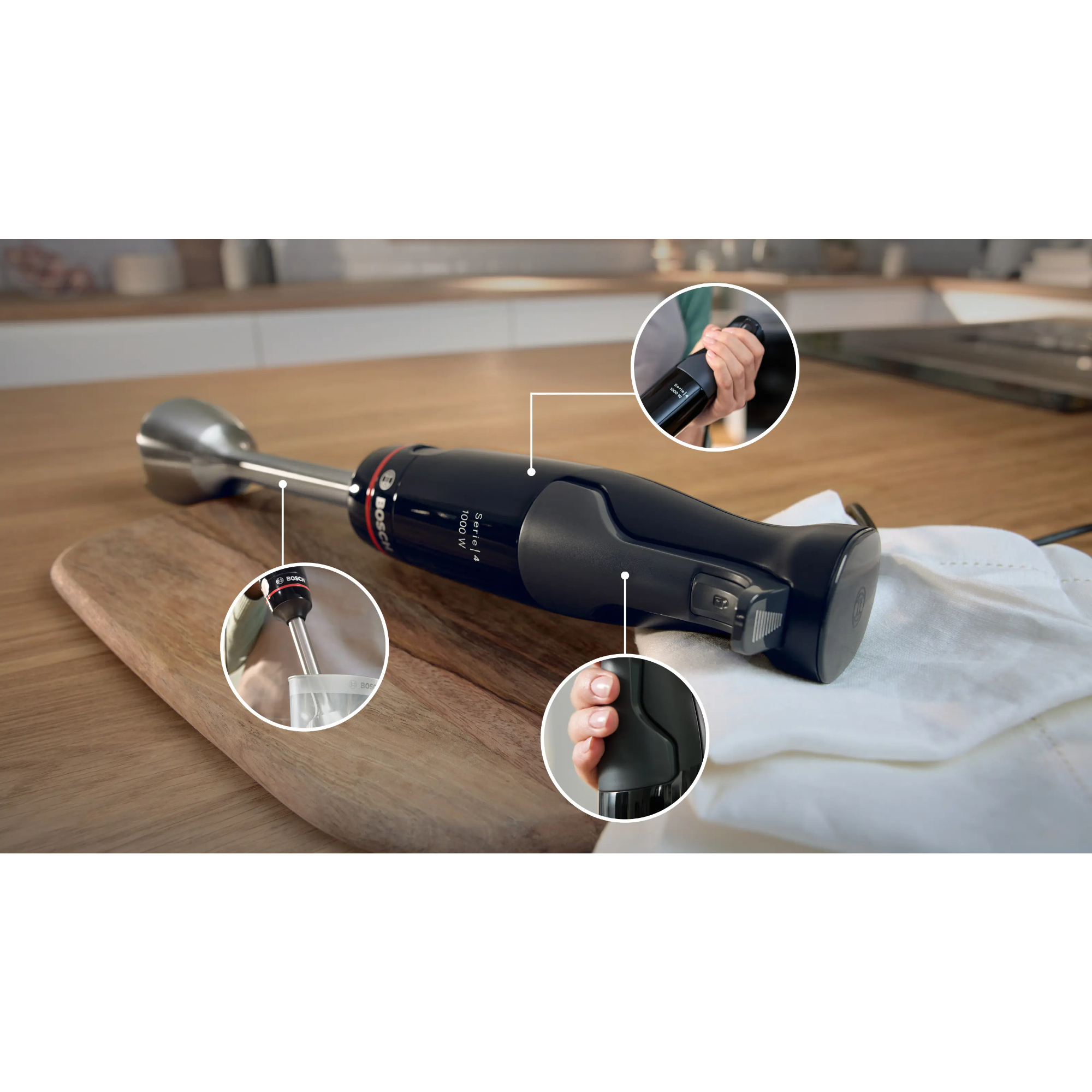 Блендер погружной Bosch MSM4B670, черный в TehnoAdept